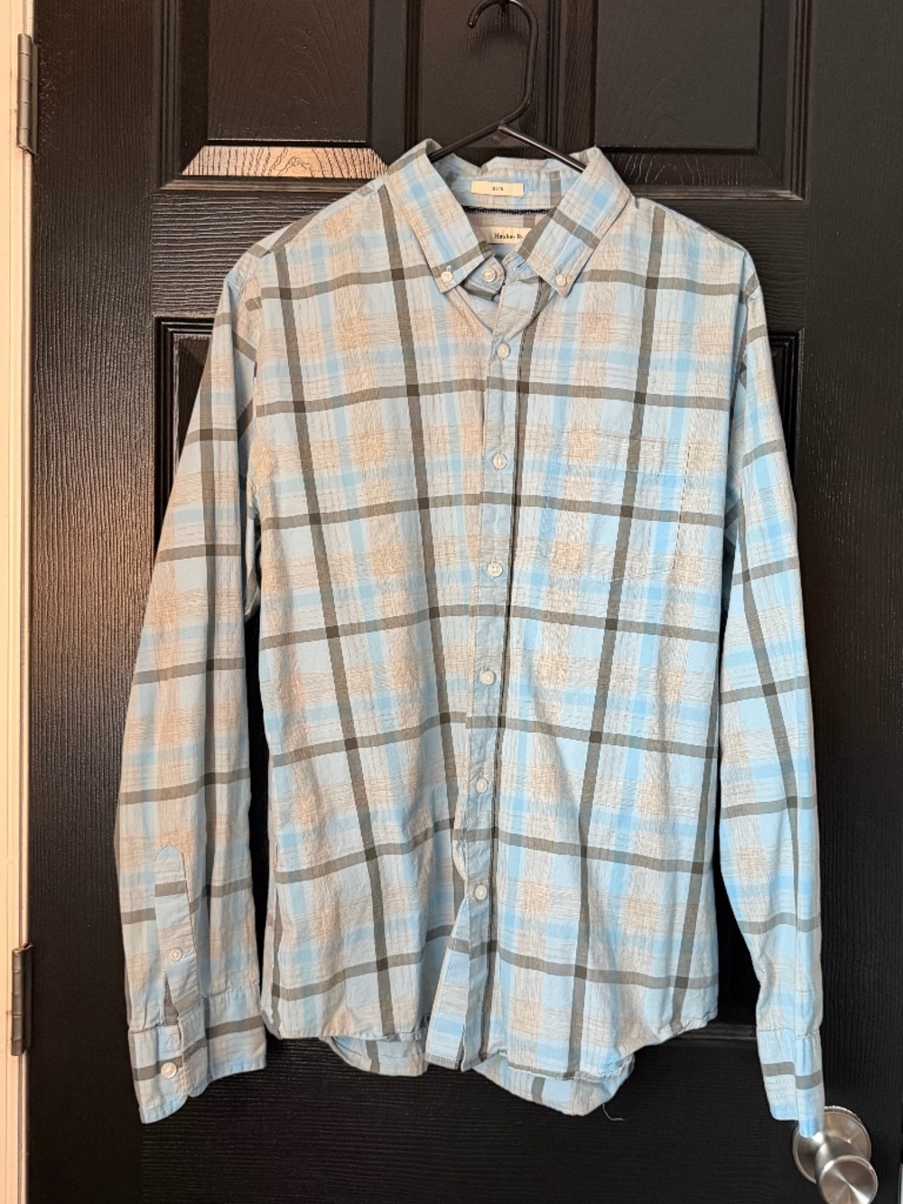 Hawker Rye Slim Blue Gray Plaid Button Down Shirt Men's Large
